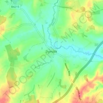 Dymock topographic map, elevation, terrain