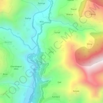 Jalai topographic map, elevation, terrain