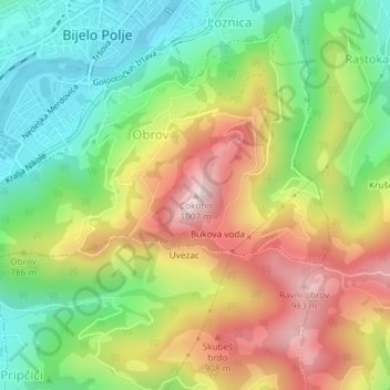 Cokotin topographic map, elevation, terrain