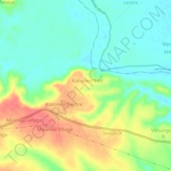 Kakoneni topographic map, elevation, terrain