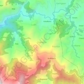 Satbunga topographic map, elevation, terrain