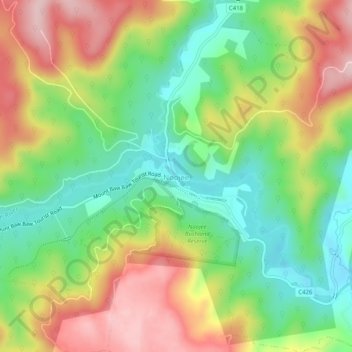 Noojee topographic map, elevation, terrain