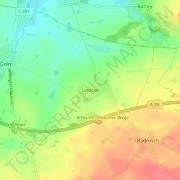 Lindow topographic map, elevation, terrain