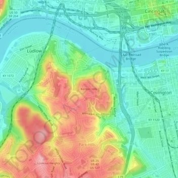 Kenton Hills topographic map, elevation, terrain