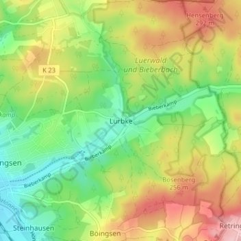 Lürbke topographic map, elevation, terrain