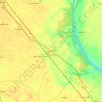 Farah topographic map, elevation, terrain