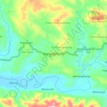 Bantargadung topographic map, elevation, terrain