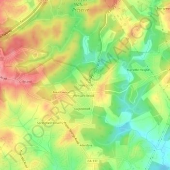 Colony South topographic map, elevation, terrain