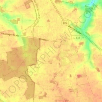 Otersen topographic map, elevation, terrain