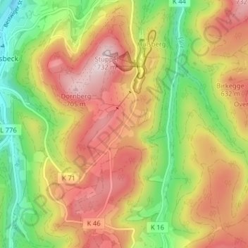 Wasserfall topographic map, elevation, terrain
