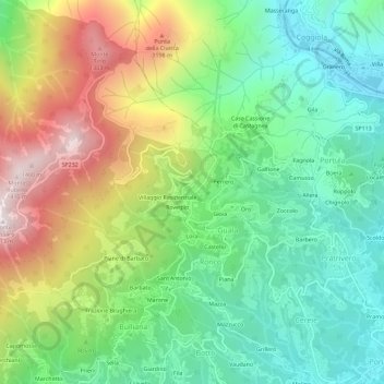 Centro Zegna topographic map, elevation, terrain