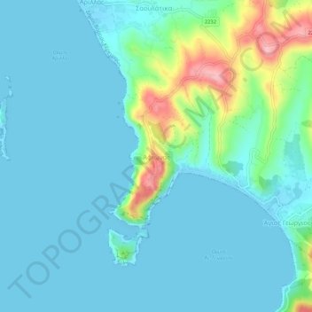 Afionas topographic map, elevation, terrain