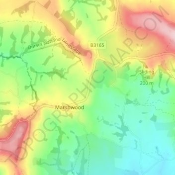 Marshalsea topographic map, elevation, terrain