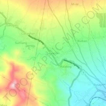 Salvacion topographic map, elevation, terrain