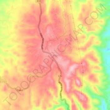 Lugo topographic map, elevation, terrain