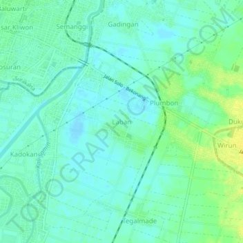 Laban topographic map, elevation, terrain