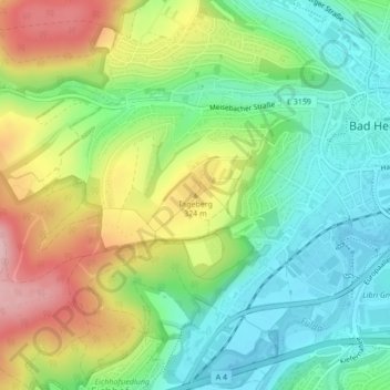 Tageberg topographic map, elevation, terrain