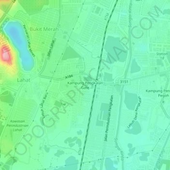 Kampung Pengkalan Gate topographic map, elevation, terrain