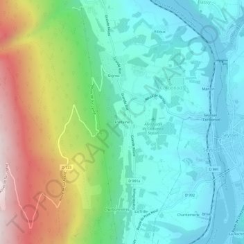 Fontaine topographic map, elevation, terrain
