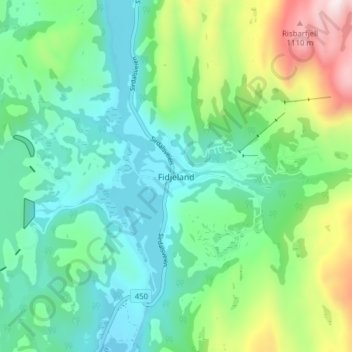 Fidjeland topographic map, elevation, terrain