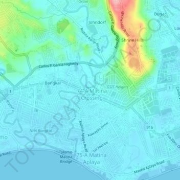 Matina Crossing topographic map, elevation, terrain