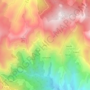 Teghie topographic map, elevation, terrain