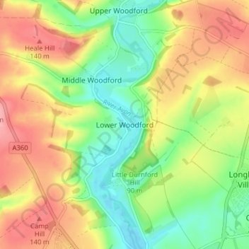 Lower Woodford topographic map, elevation, terrain