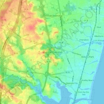Neptune topographic map, elevation, terrain