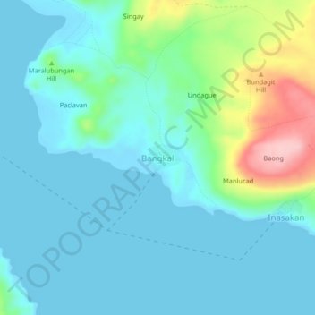 Bangkal topographic map, elevation, terrain