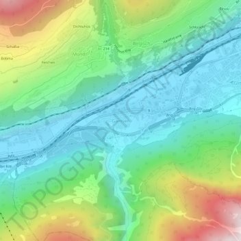 Gamsen topographic map, elevation, terrain