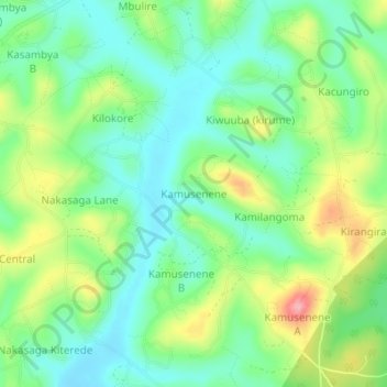 Kamusenene topographic map, elevation, terrain