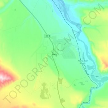 Healy topographic map, elevation, terrain