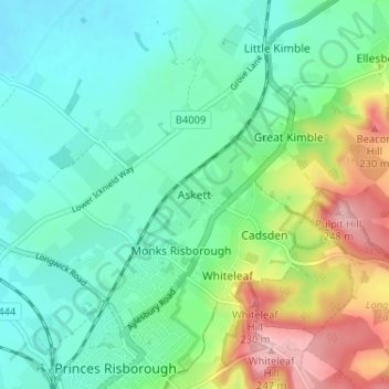 Askett topographic map, elevation, terrain