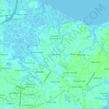 Lawton Bluff topographic map, elevation, terrain