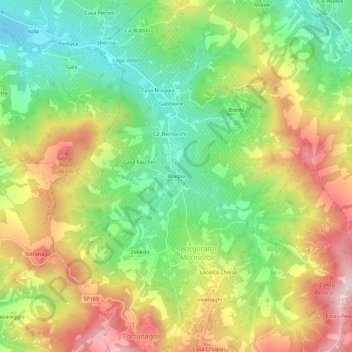 Braglia topographic map, elevation, terrain