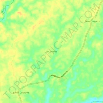 Los Cedros topographic map, elevation, terrain