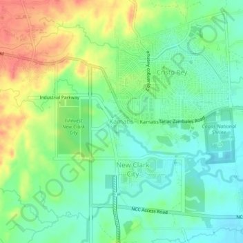 Kamatis topographic map, elevation, terrain