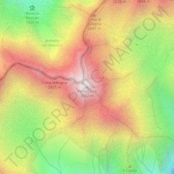 Pizzo Coca topographic map, elevation, terrain