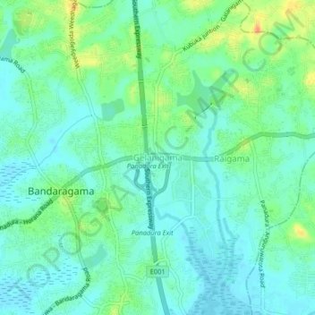 Gelanigama topographic map, elevation, terrain