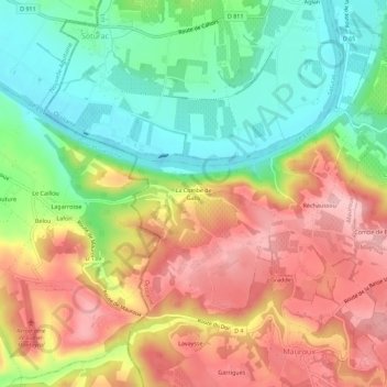 La Combe de Gaby topographic map, elevation, terrain