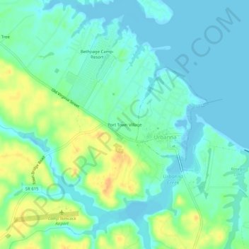 Port Town Village topographic map, elevation, terrain