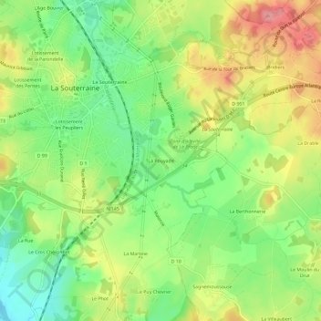 La Pouyade topographic map, elevation, terrain