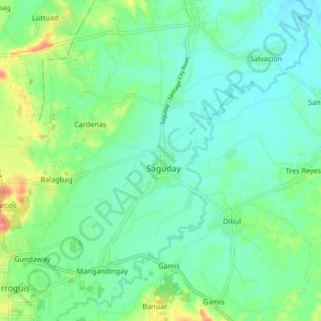 Saguday topographic map, elevation, terrain