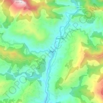 Thal topographic map, elevation, terrain