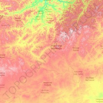 Central topographic map, elevation, terrain