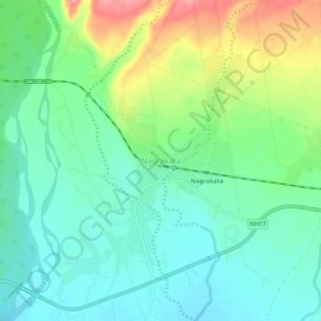 Nagrakata topographic map, elevation, terrain