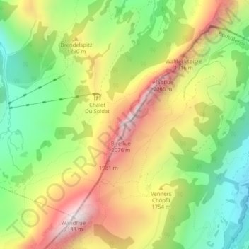 Rüdigenspitze topographic map, elevation, terrain