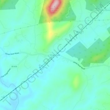 Shipman topographic map, elevation, terrain