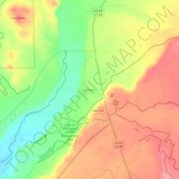 Los Ojos topographic map, elevation, terrain