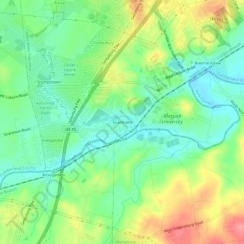 Grantham topographic map, elevation, terrain